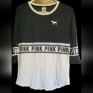 PINK Victoria's Secret Black and White Shirt Size Small